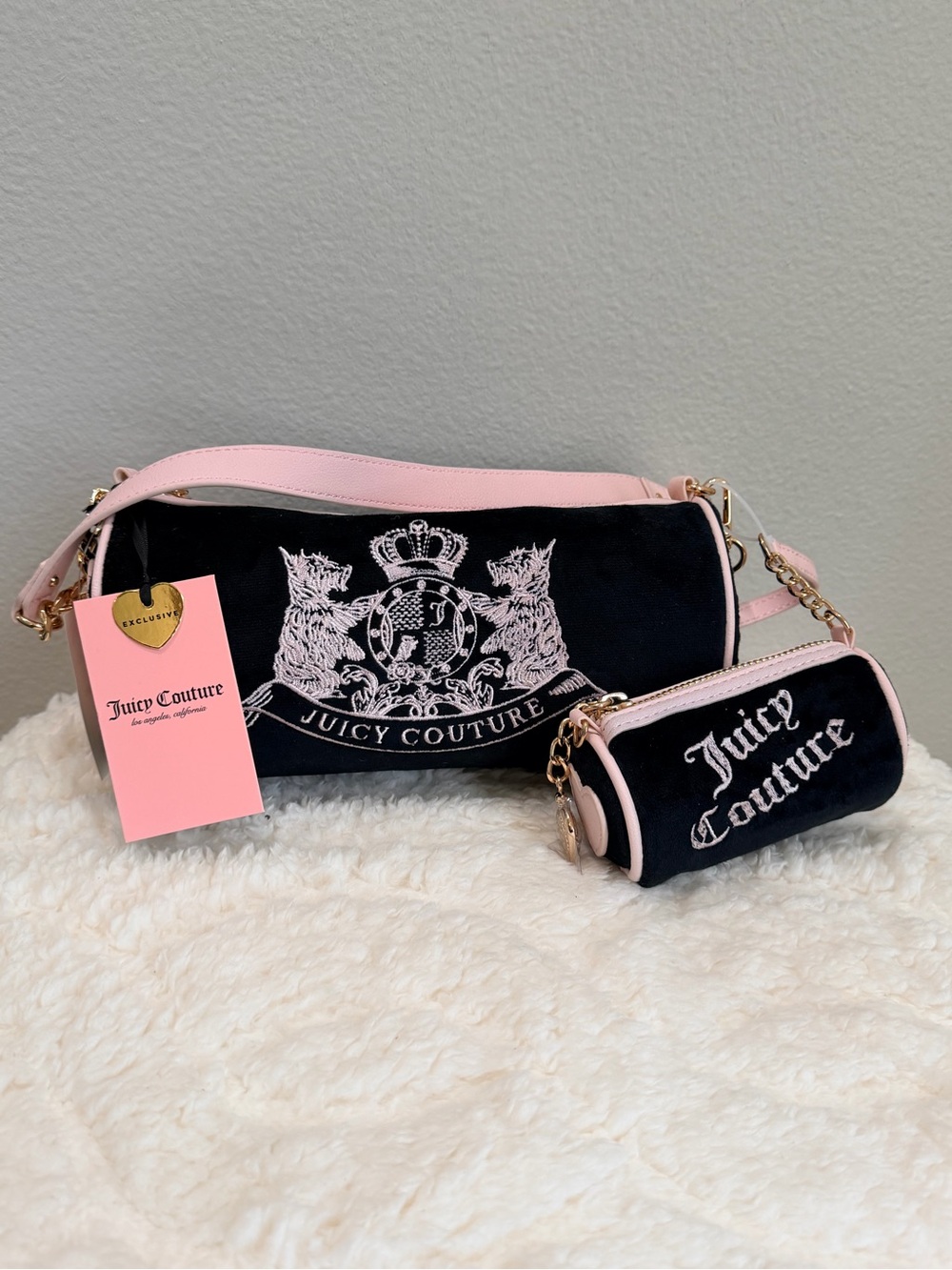 🖤JUICY COUTURE BLACK💖CHOOSE SCOOTIE DOGS BARREL SATCHEL